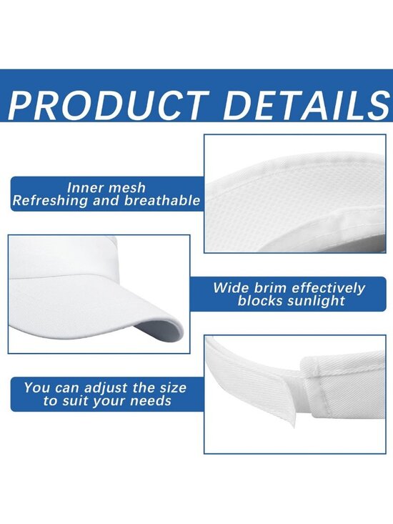 Adjustable Sun Visor Hat - UV Protection, Solid Color, Perfect for Golf & Beach main image 6